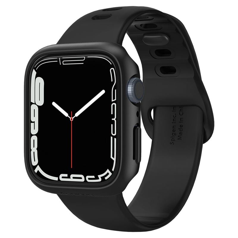Husa Spigen Thin Fit compatibila cu Apple Watch 7/8 41mm Black (Ingredi, ACS04184) by www.silkase.ro